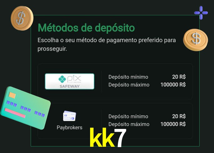 O cassino kk7 oferece uma grande variedade de métodos de pagamento